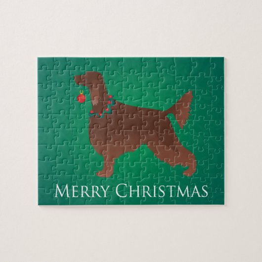 Irish Setter Dog Merry kerstdesign Legpuzzel (Horizontaal)