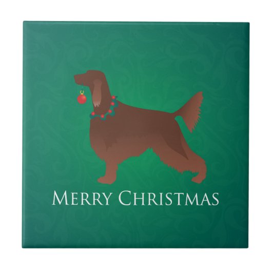 Irish Setter Dog Merry kerstdesign Tegeltje (Voorkant)