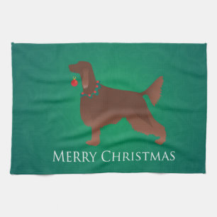 Irish Setter Dog Merry kerstdesign Theedoek