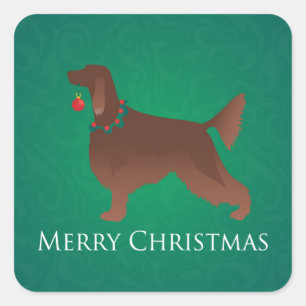 Irish Setter Dog Merry kerstdesign Vierkante Sticker