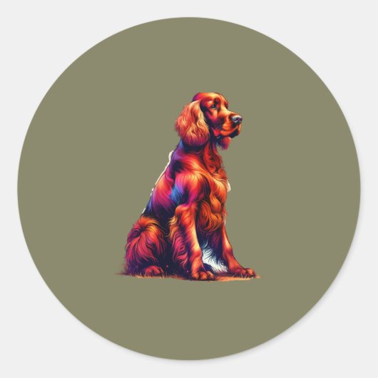 Irish Setter Dog Ronde Sticker (Voorkant)
