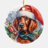 Irish Setter Dog Waterverf Kerst Keramisch Ornament (Achterkant)