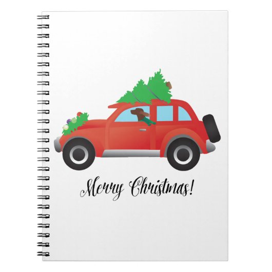 Irish Setter Driving a Car with a tree on top. Notitieboek (Voorkant)
