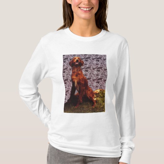 Irish Setter en Patterned Concrete Wall T-shirt (Voorkant)