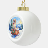Irish Setter Enjoying Christmas Sleigh Ride Winter Keramische Bal Ornament (Rechts)