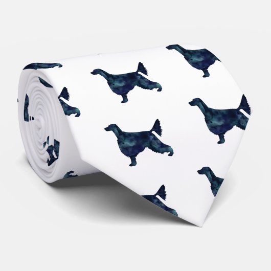 Irish Setter Geometric Pattern Black Silhouette Stropdas (Opgerold)