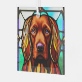 Irish Setter "Glas in lood" Glas Ornament (Voorkant links)