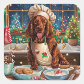 Irish Setter Holiday Baking: feestelijke kerstdage Vierkante Sticker (Voorkant)