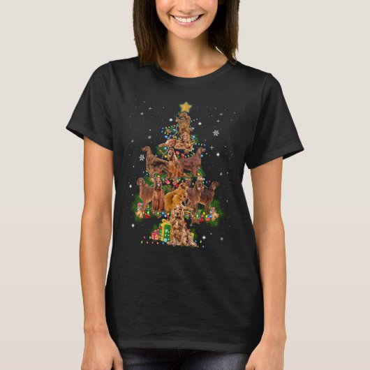 Irish Setter kerstboom Funny Dog Lover Xmas P T-shirt (Voorkant)