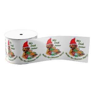 Irish Setter Kerstmis Grosgrain Lint