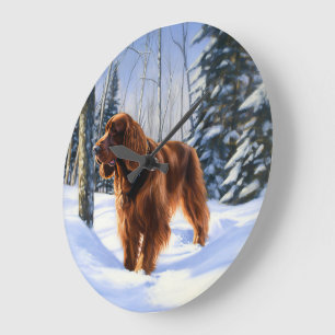 Irish Setter liet het sneeuwen Kerstmis Grote Klok