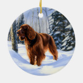 Irish Setter liet het sneeuwen Kerstmis Keramisch Ornament (Achterkant)