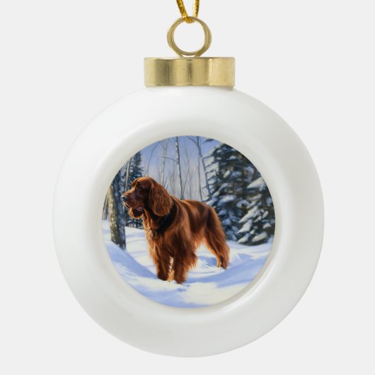 Irish Setter liet het sneeuwen Kerstmis Keramische Bal Ornament (Voorkant)