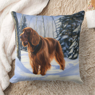 Irish Setter liet het sneeuwen Kerstmis Kussen