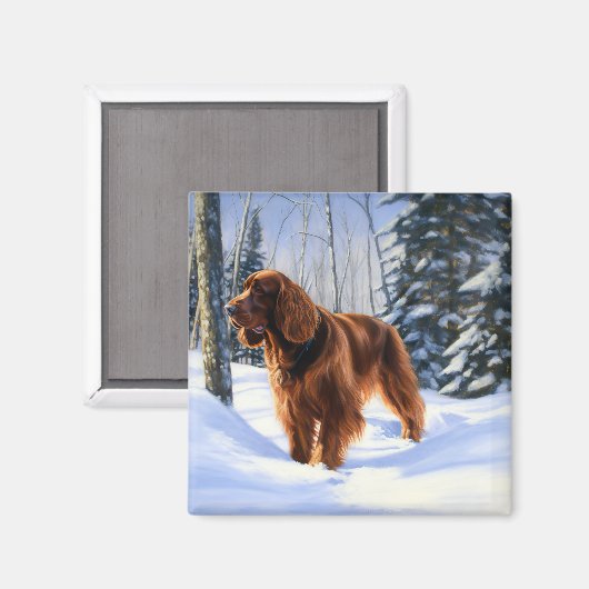 Irish Setter liet het sneeuwen Kerstmis Magneet (Voorkant / Achterkant)