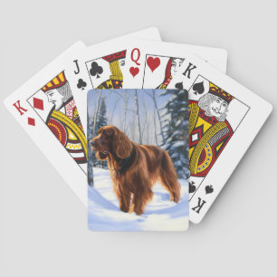 Irish Setter liet het sneeuwen Kerstmis Pokerkaarten