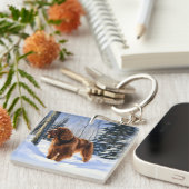 Irish Setter liet het sneeuwen Kerstmis Sleutelhanger (Voorkant Rechts)