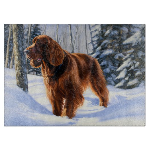 Irish Setter liet het sneeuwen Kerstmis Snijplank (Voorkant)