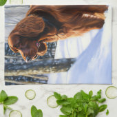 Irish Setter liet het sneeuwen Kerstmis Theedoek (Gevouwen)