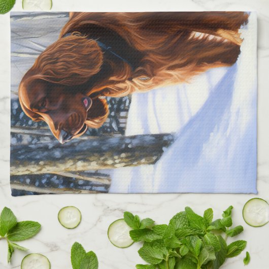 Irish Setter liet het sneeuwen Kerstmis Theedoek (Gevouwen)