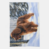 Irish Setter liet het sneeuwen Kerstmis Theedoek (Verticaal)