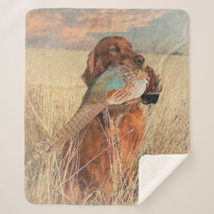 Irish Setter met fazant Sherpa Deken