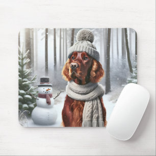 Irish Setter met Snowman Muismat