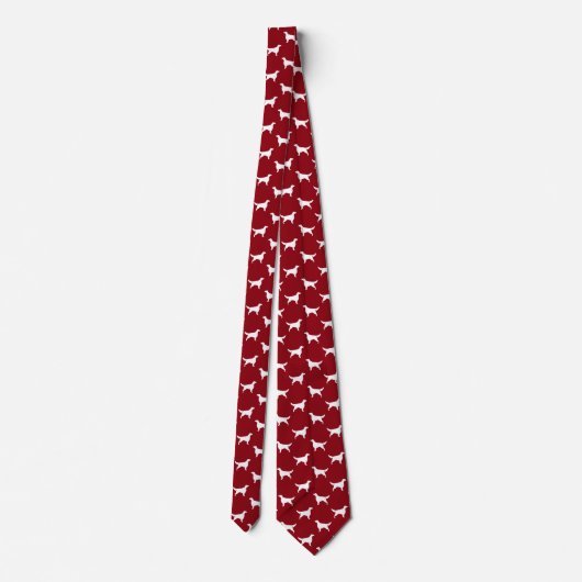 Irish Setter Silhouettes Pattern Red en White Stro Stropdas (Achterkant)