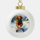 Irish Setter Sledding Adventure Christmas Painting Keramische Bal Ornament (Voorkant)