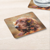 Irish Setter Vierkante Kartonnen Onderzetter (Schuin)
