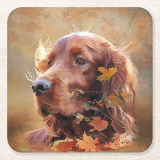 Irish Setter Vierkante Kartonnen Onderzetter (Voorkant)