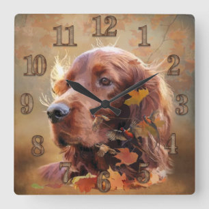 Irish Setter Vierkante Klok