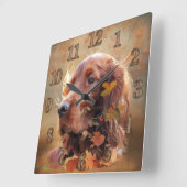 Irish Setter Vierkante Klok (Hoek)