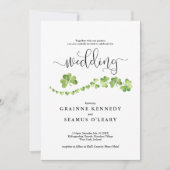 Irish Shamrock All in one Green Weduwation Kaart (Voorkant)