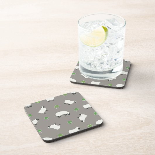 Irish Shamrock and Sheep Pattern Bier Onderzetter (Rechterzijde)