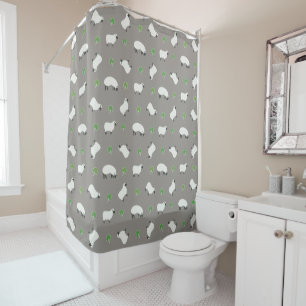 Irish Shamrock and Sheep Pattern Douchegordijn