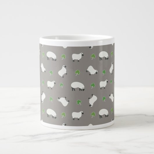 Irish Shamrock and Sheep Pattern Extra Grote Beker (Voorkant)