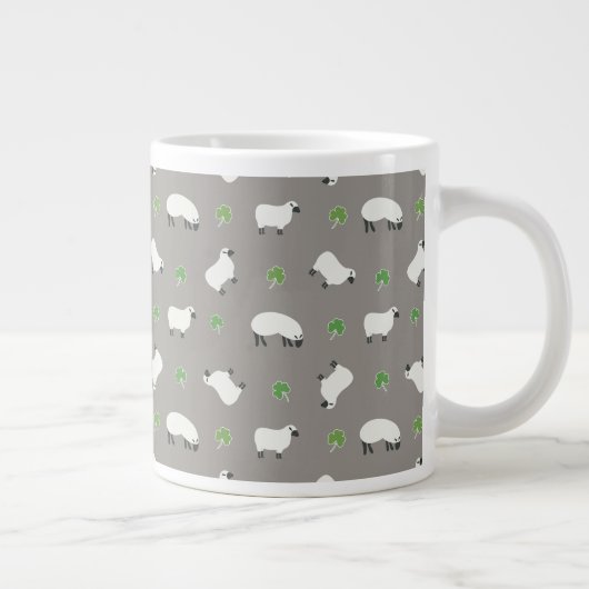 Irish Shamrock and Sheep Pattern Extra Grote Beker (Rechts)