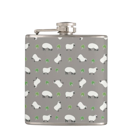 Irish Shamrock and Sheep Pattern Heupfles (Voorkant)