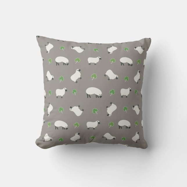 Irish Shamrock and Sheep Pattern Kussen (Voorkant)