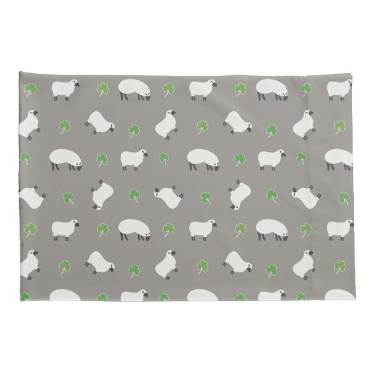 Irish Shamrock and Sheep Pattern Kussensloop (Achterkant-Rechts)