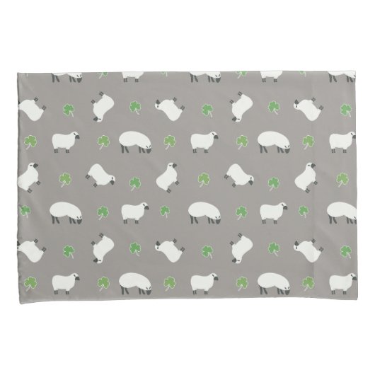 Irish Shamrock and Sheep Pattern Kussensloop (Voorkant-Rechts)