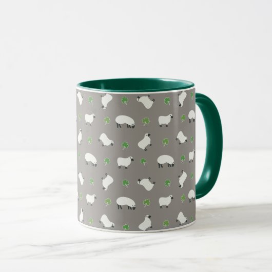 Irish Shamrock and Sheep Pattern Mok (Voorkant rechts)