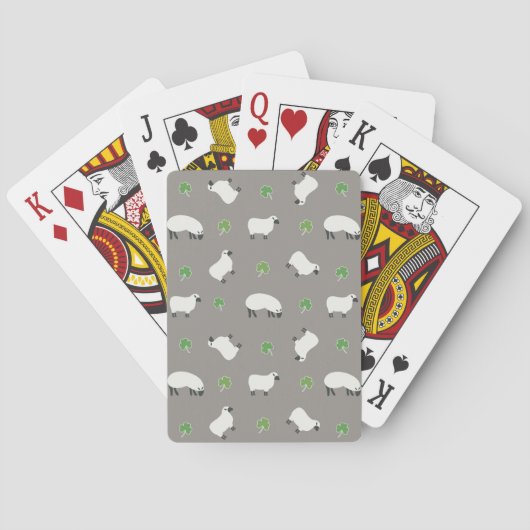 Irish Shamrock and Sheep Pattern Pokerkaarten (Achterkant)