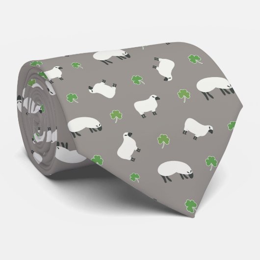 Irish Shamrock and Sheep Pattern Stropdas (Opgerold)