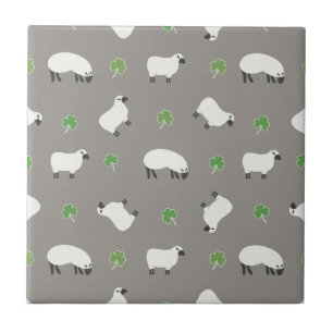 Irish Shamrock and Sheep Pattern Tegeltje