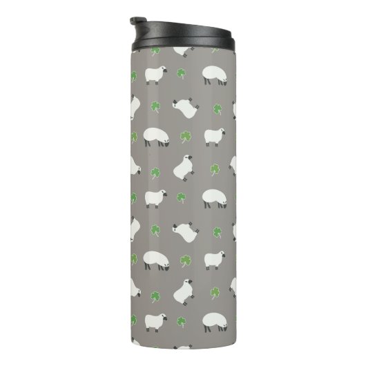 Irish Shamrock and Sheep Pattern Thermosbeker (Geroteerd rechts)