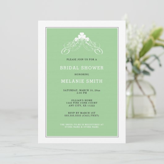 Irish Shamrock Arch Bridal Shower Invitation 3991 Kaart (Staand voorkant)