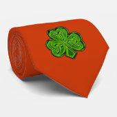 Irish Shamrock Celtic Clover Oranje Mode Series Stropdas (Opgerold)