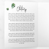 Irish Shamrock Clover Funeral Memorial Programme Drieluik Uitnodiging (Binnenzijde eerst)